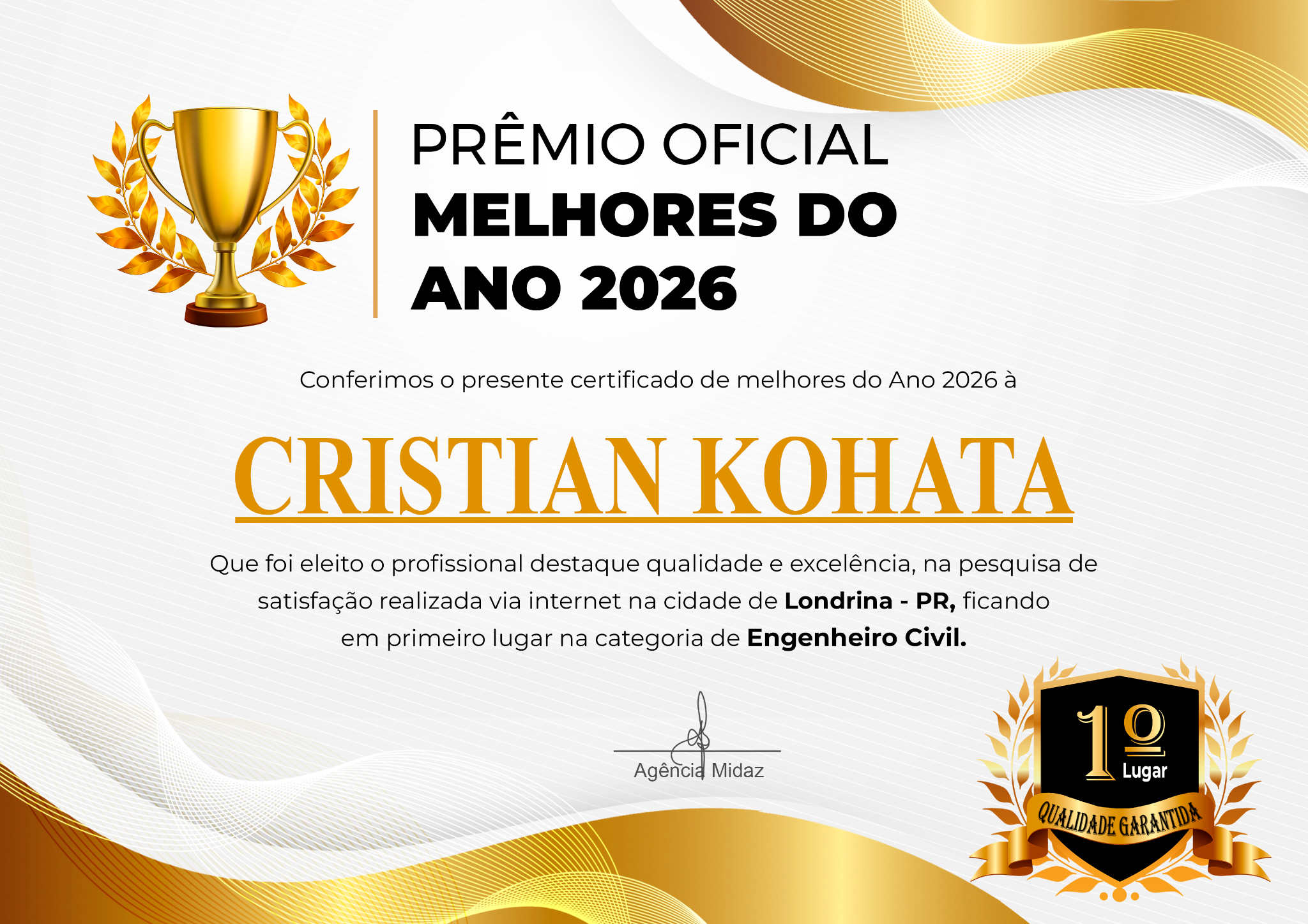 Certificado melhores do ano 2026
